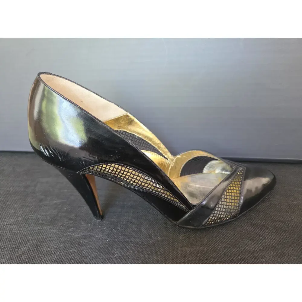 ANDREA PFISTER Black Patent Leather And Lace~Size 35.5 US5.6